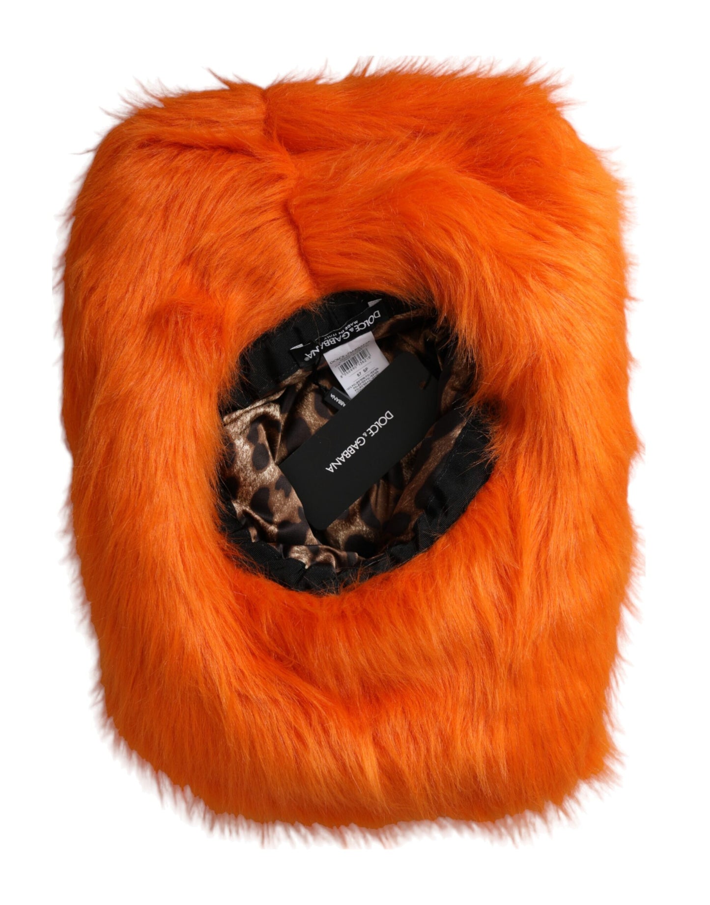 Orange Faux Fur Polyester Fedora Hat-Dolce & Gabbana-LabelTerrace.com