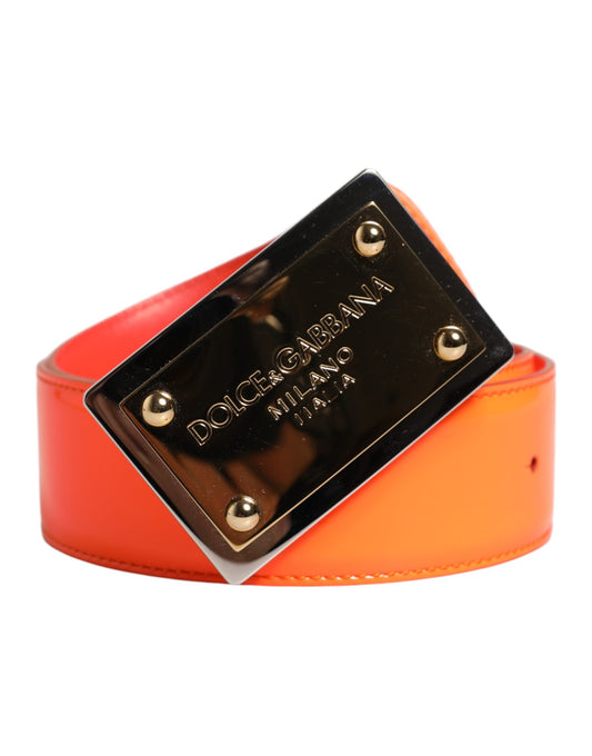 Orange Gold Tone Metal Logo Buckle Belt-Dolce & Gabbana-LabelTerrace.com