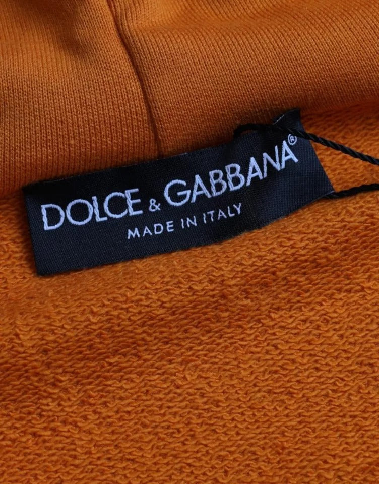Orange Hooded Pullover Sweatshirt Sweater-Dolce & Gabbana-LabelTerrace.com