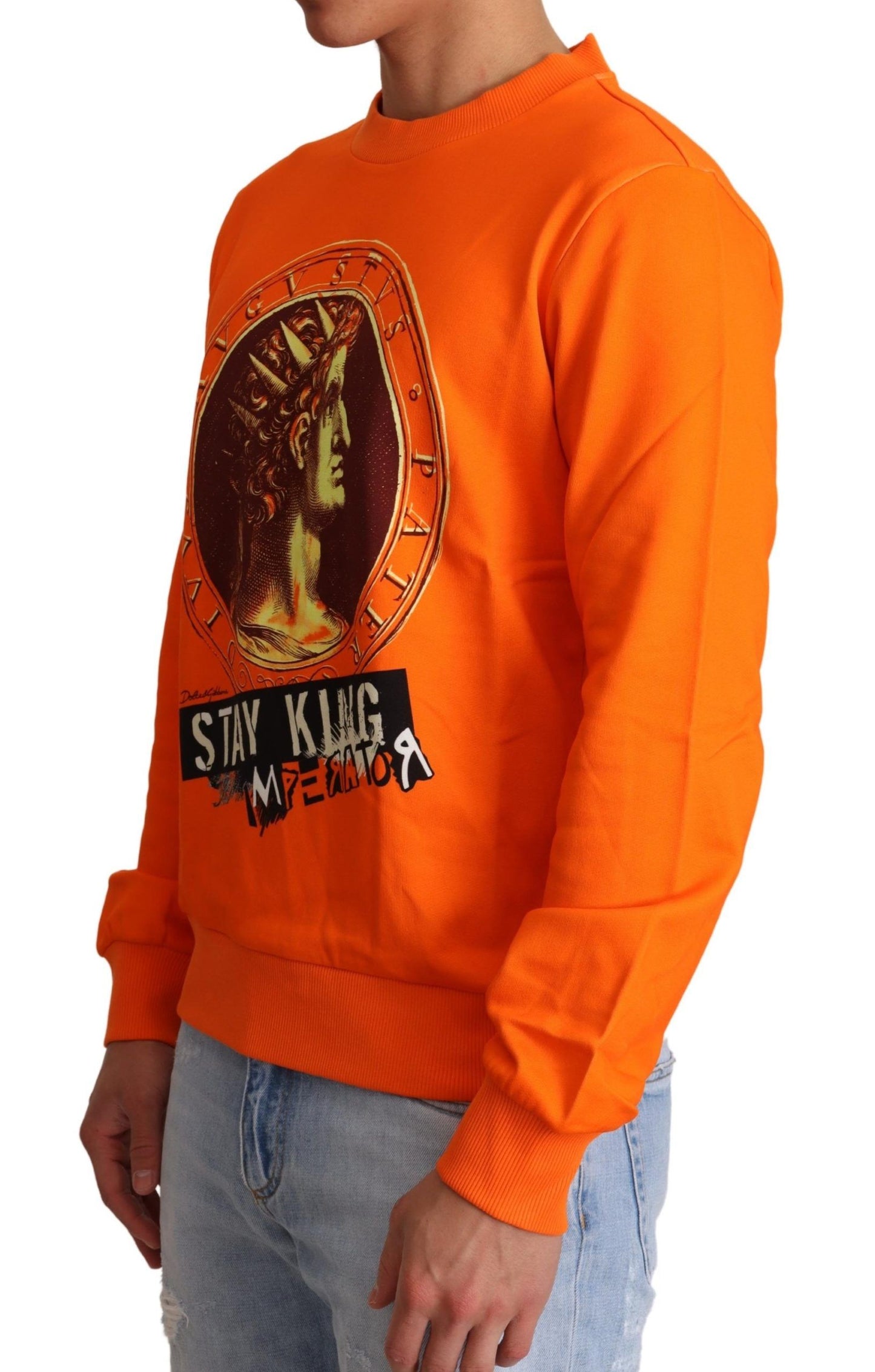 Orange King Ceasar Cotton Pullover Sweater-Dolce & Gabbana-LabelTerrace.com