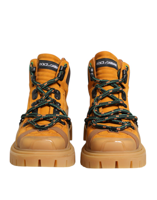 Orange Lace Up Trekking Ankle Boots Shoes-Dolce & Gabbana-LabelTerrace.com