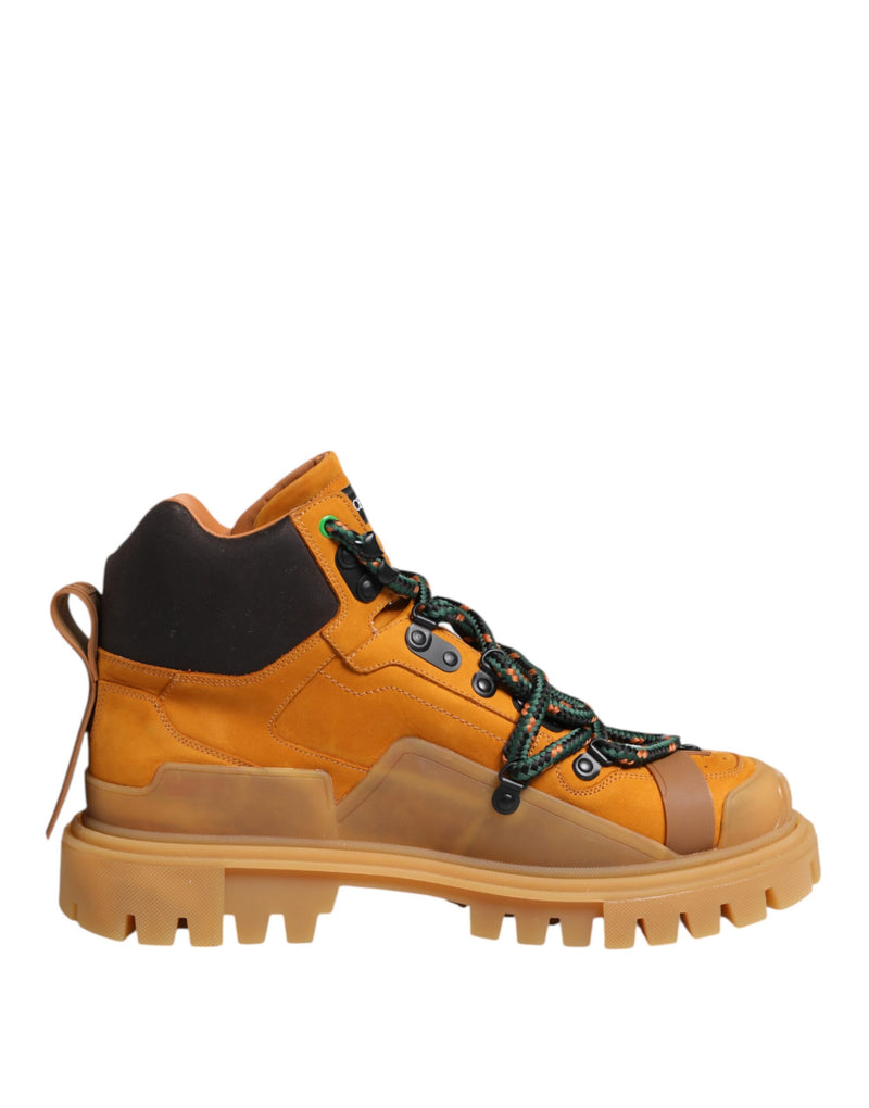 Orange Lace Up Trekking Ankle Boots Shoes-Dolce & Gabbana-LabelTerrace.com