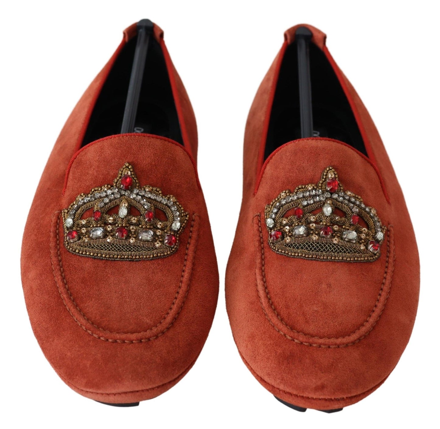 Orange Leather Crystal Crown Loafers Shoes-Dolce & Gabbana-LabelTerrace.com