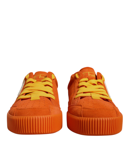 Orange Miami Leather Low Top Sneakers Shoes-Dolce & Gabbana-LabelTerrace.com