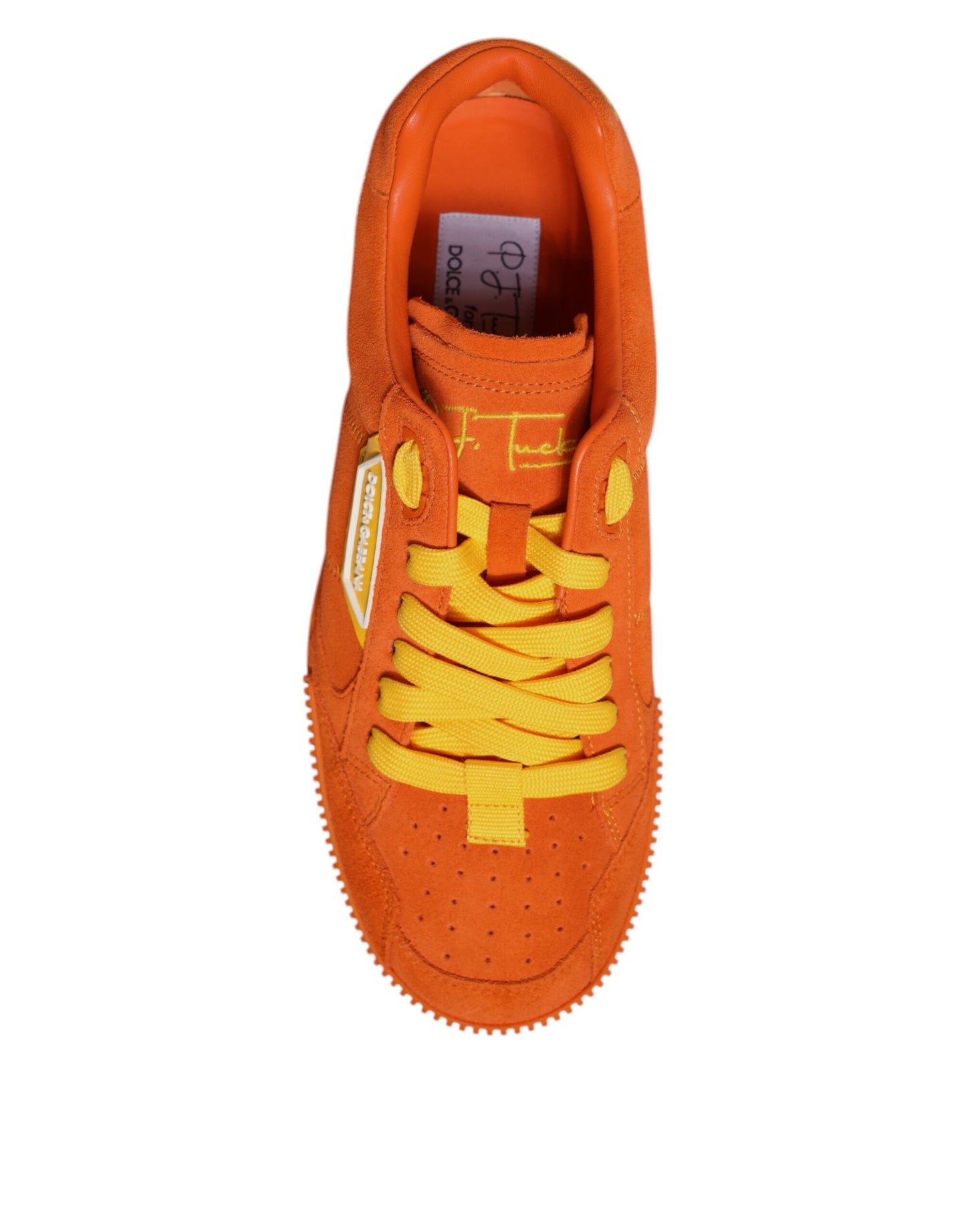Orange Miami Leather Low Top Sneakers Shoes-Dolce & Gabbana-LabelTerrace.com