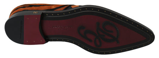 Orange Pony Hair Formal Dress Broque Shoes-Dolce & Gabbana-LabelTerrace.com