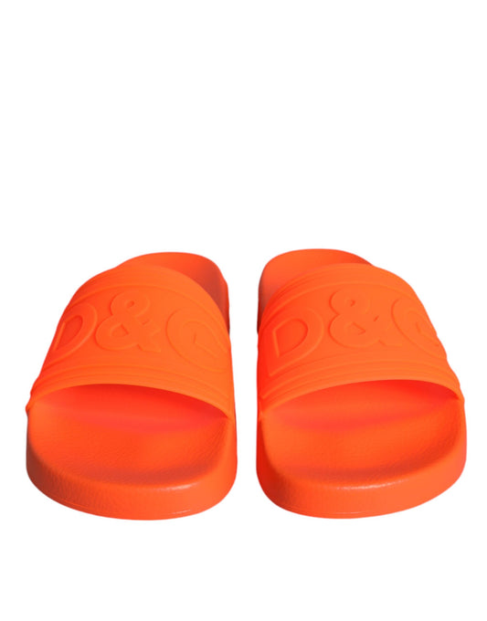 Orange Rubber Slides Sandals Beachwear Shoes-Dolce & Gabbana-LabelTerrace.com