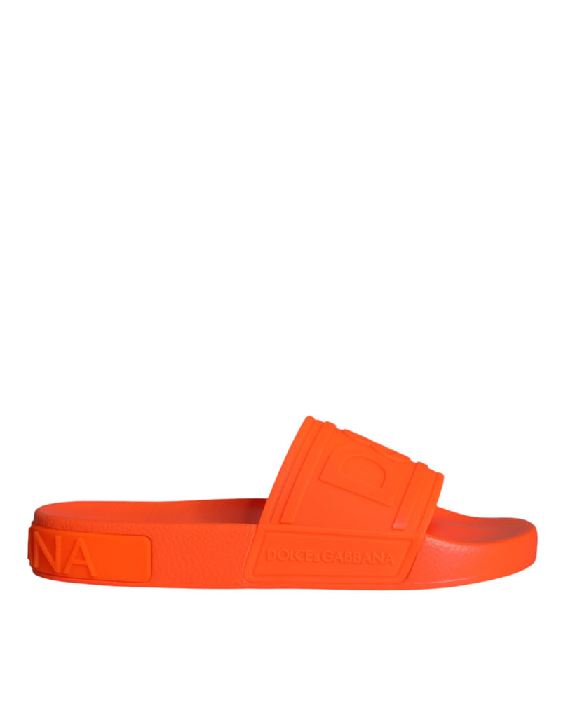 Orange Rubber Slides Sandals Beachwear Shoes-Dolce & Gabbana-LabelTerrace.com