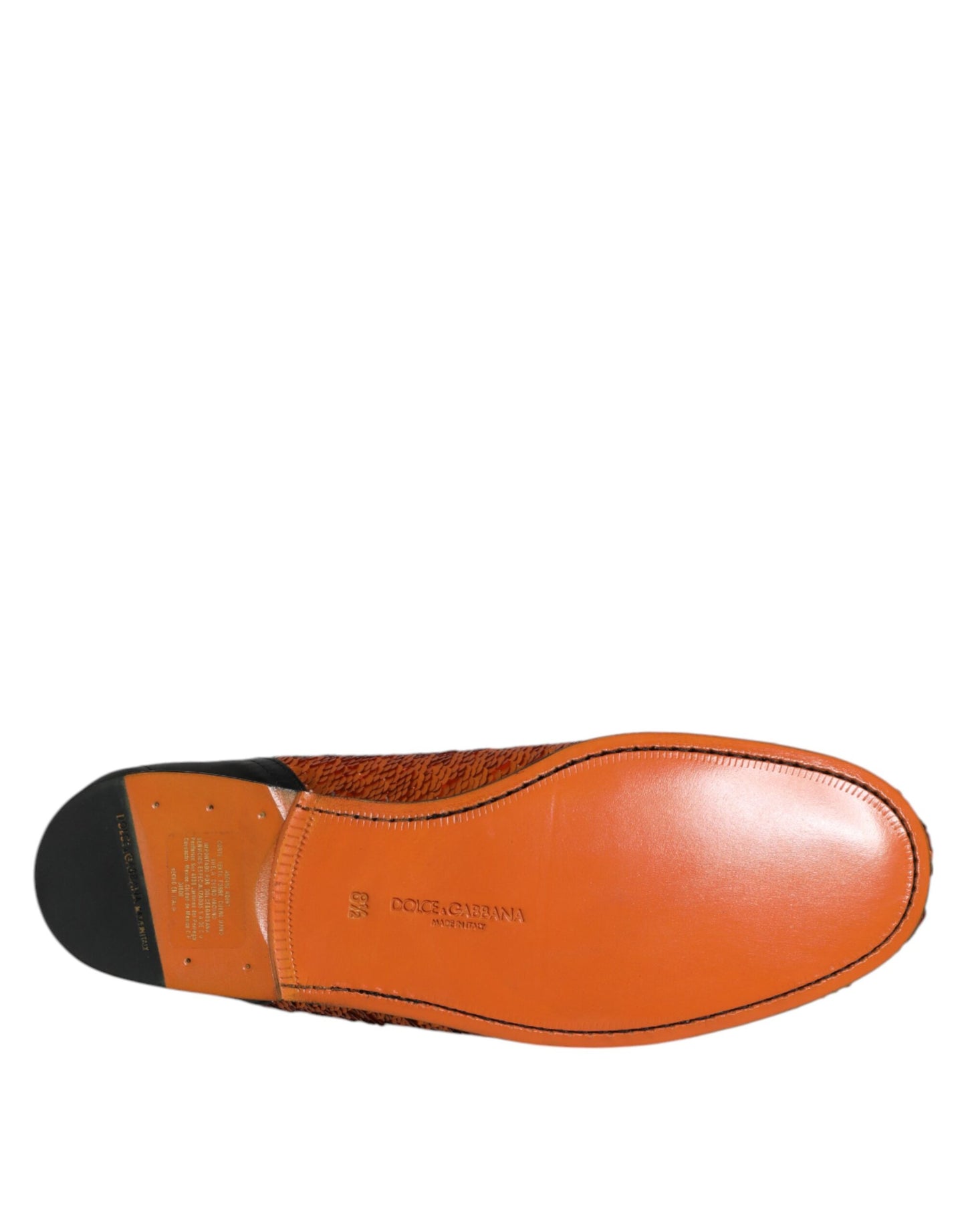 Orange Sequin Embellished Men Loafers Shoes-Dolce & Gabbana-LabelTerrace.com
