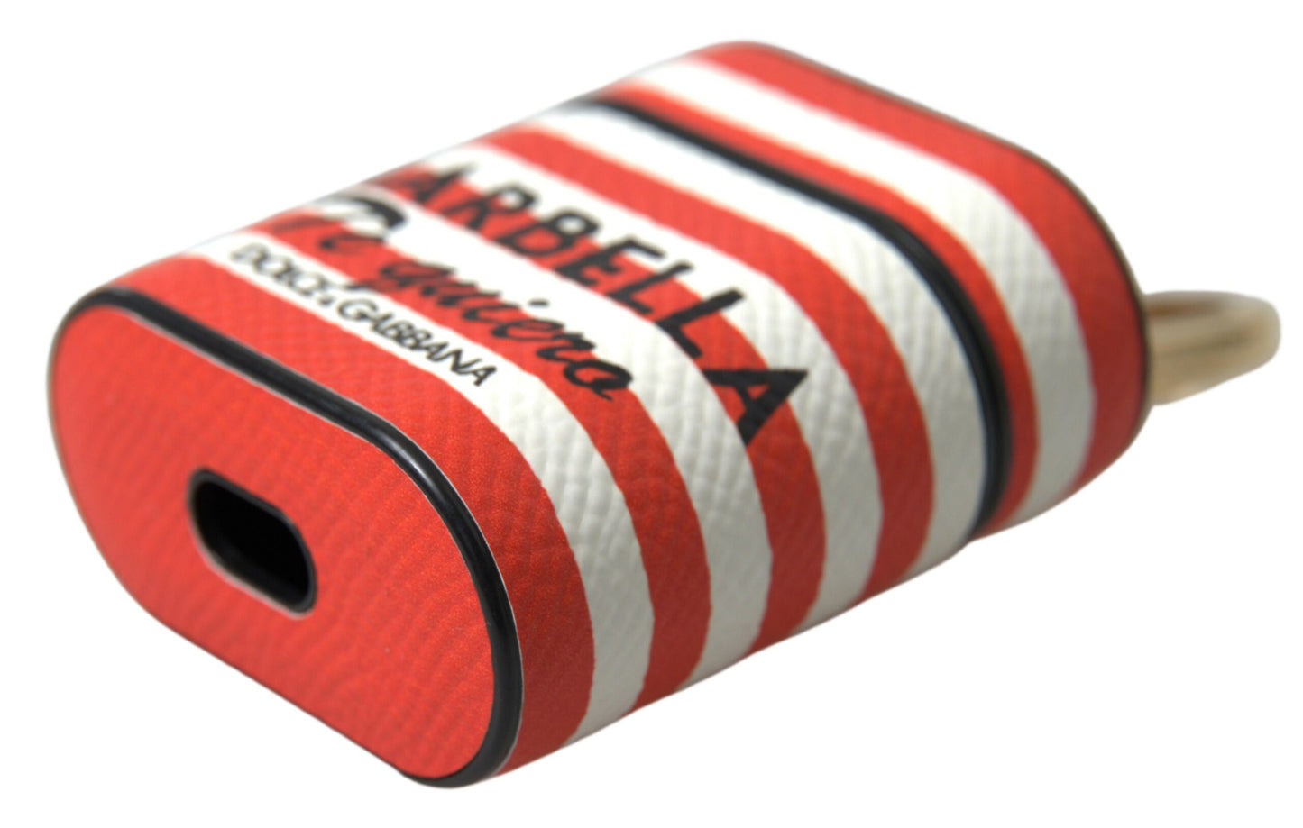 Orange Stripe Dauphine Leather Logo Strap Airpod Case-Dolce & Gabbana-LabelTerrace.com