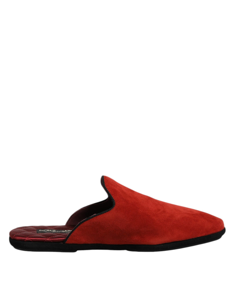 Orange Suede Slides Flat Slipper Shoes-Dolce & Gabbana-LabelTerrace.com