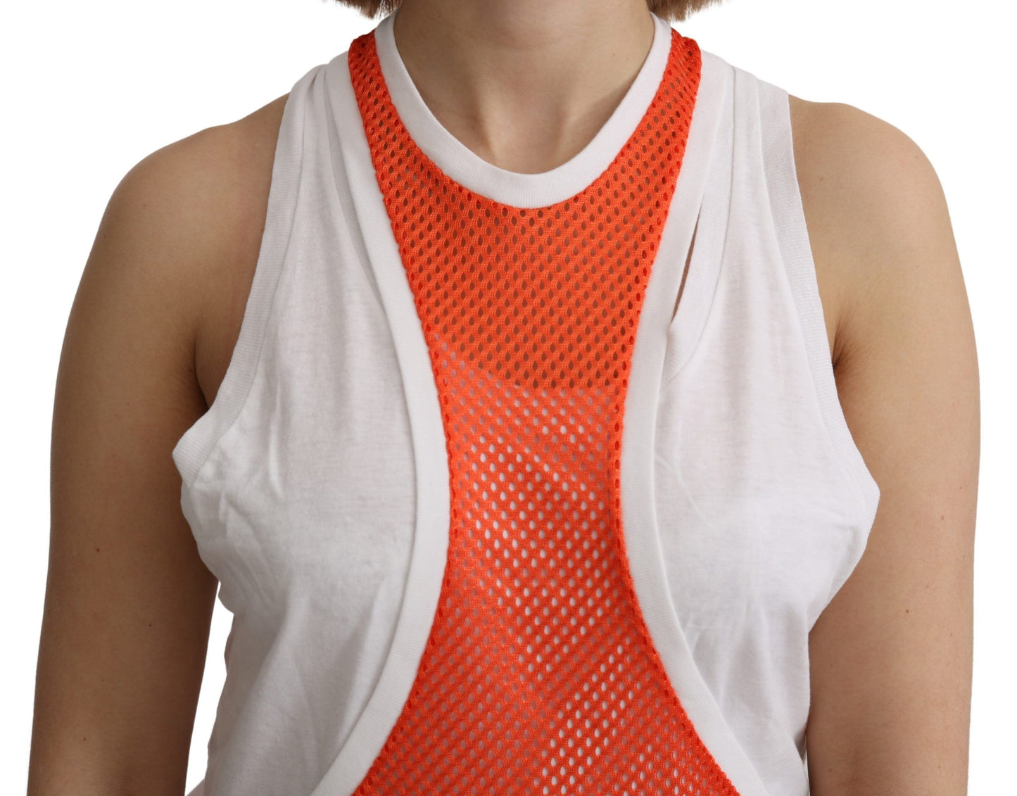 Orange White Crewneck Sleeveless Tank T-shirt Dress Top-Dsquared²-LabelTerrace.com