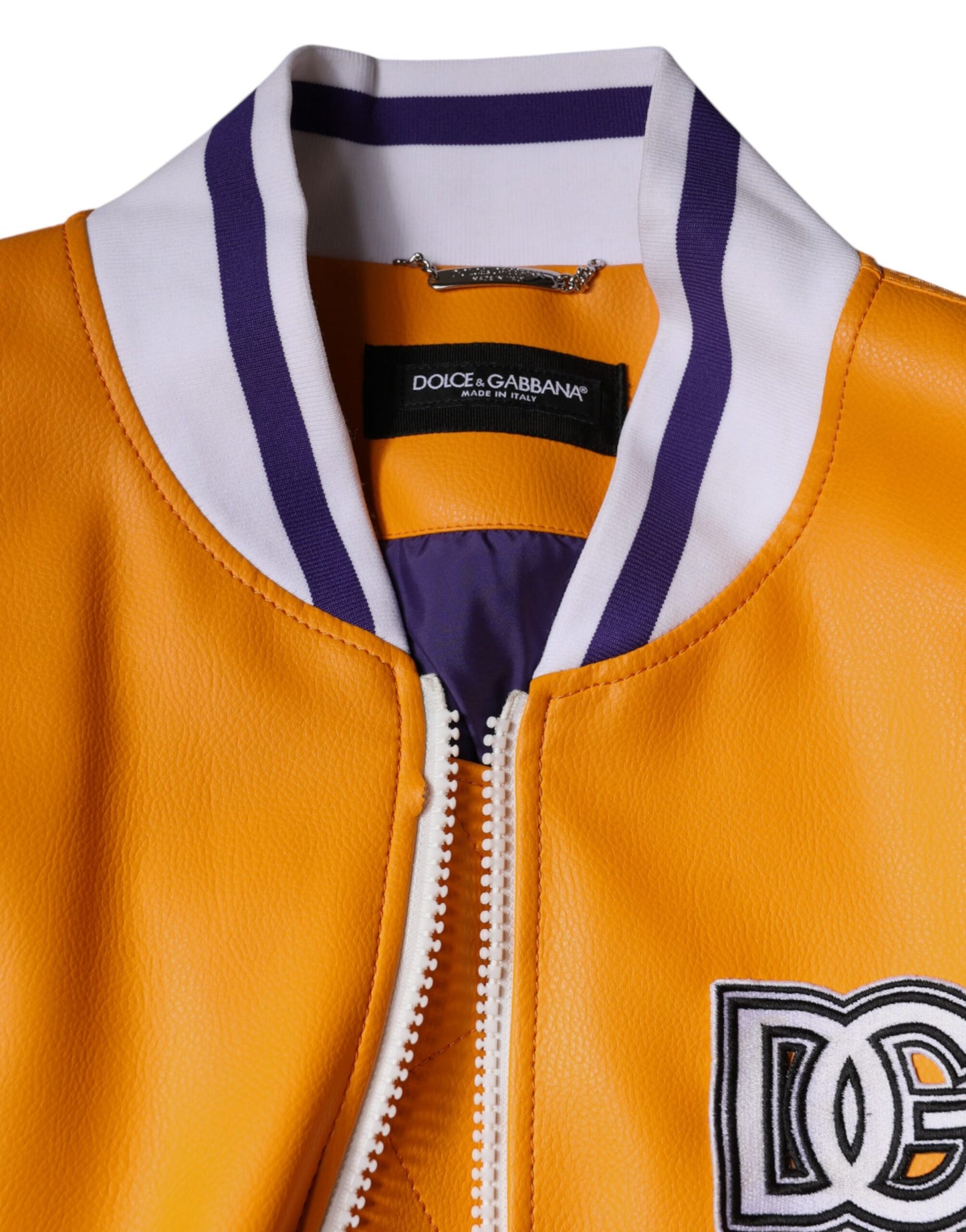 Orange White Full Zip Jersey Bomber Jacket-Dolce & Gabbana-LabelTerrace.com