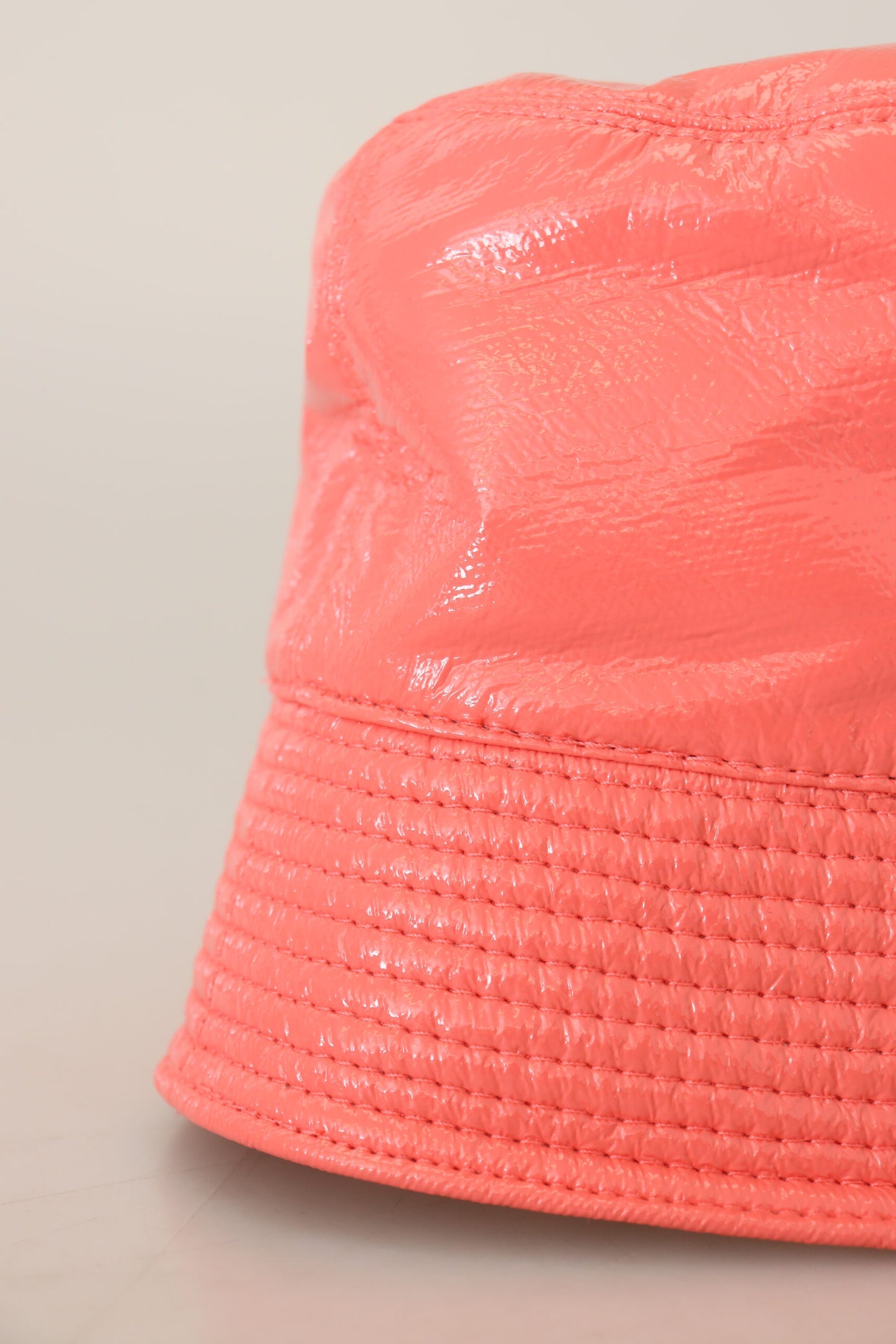 Peach Quilted Faux Leather Women Bucket Cap Hat-Dolce & Gabbana-LabelTerrace.com