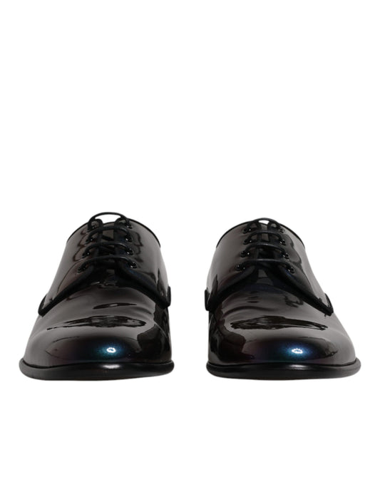 Peacock Patent Leather Derby Men Dress Shoes-Dolce & Gabbana-LabelTerrace.com