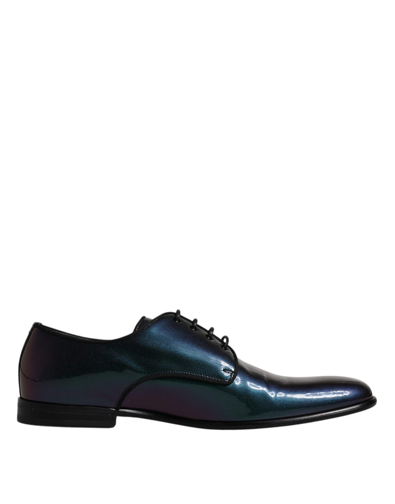 Peacock Patent Leather Derby Men Dress Shoes-Dolce & Gabbana-LabelTerrace.com