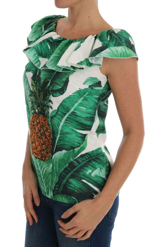 Pineapple Banana Sequins Blouse T-shirt-Dolce & Gabbana-LabelTerrace.com