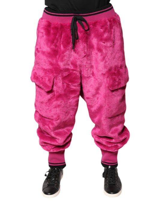 Pink Acrylic Cargo Jogging Sweatpants Pants-Dolce & Gabbana-LabelTerrace.com
