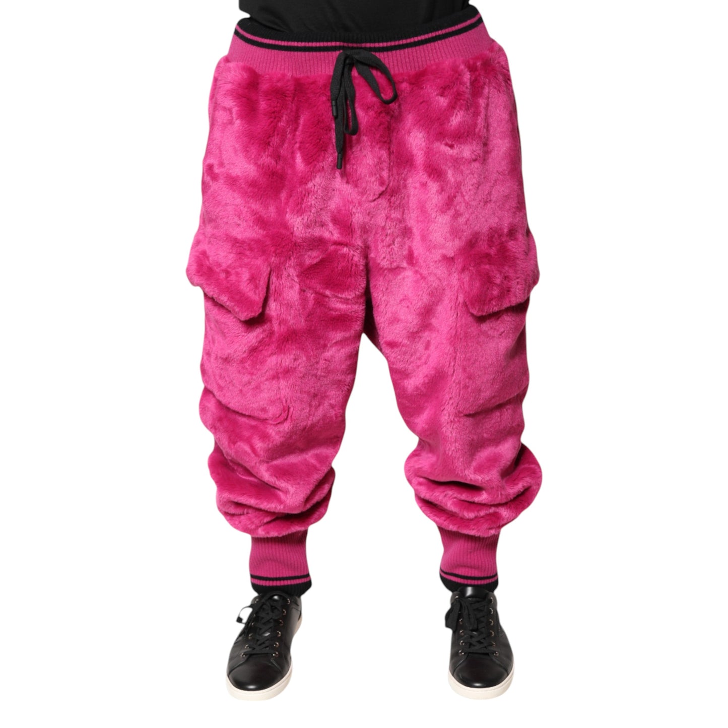 Pink Acrylic Cargo Jogging Sweatpants Pants-Dolce & Gabbana-LabelTerrace.com