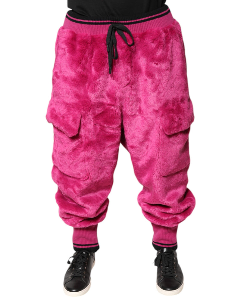 Pink Acrylic Cargo Jogging Sweatpants Pants-Dolce & Gabbana-LabelTerrace.com