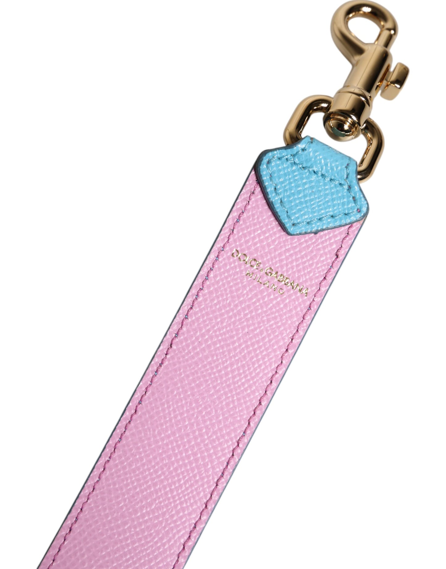 Pink Blue Leather Handle Bag Shoulder Strap-Dolce & Gabbana-LabelTerrace.com