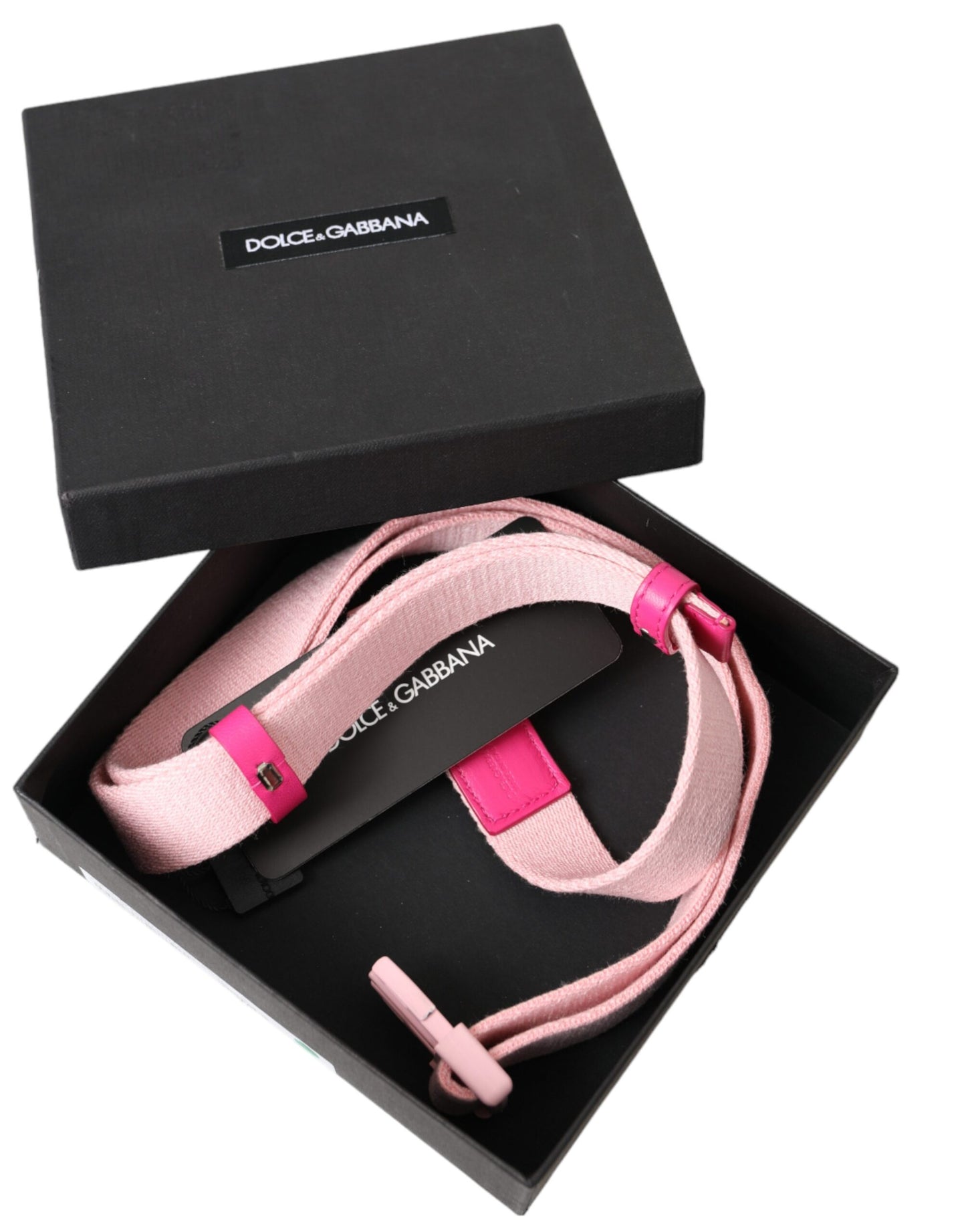 Pink Canvas Stretch Plastic Buckle Women Belt-Dolce & Gabbana-LabelTerrace.com