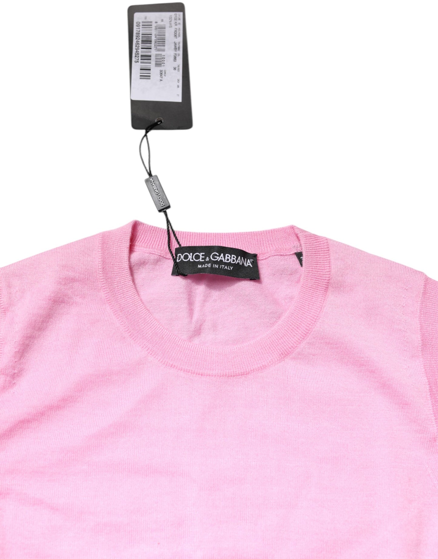 بلوزة بدون أكمام من الكشمير الوردي برقبة دائرية