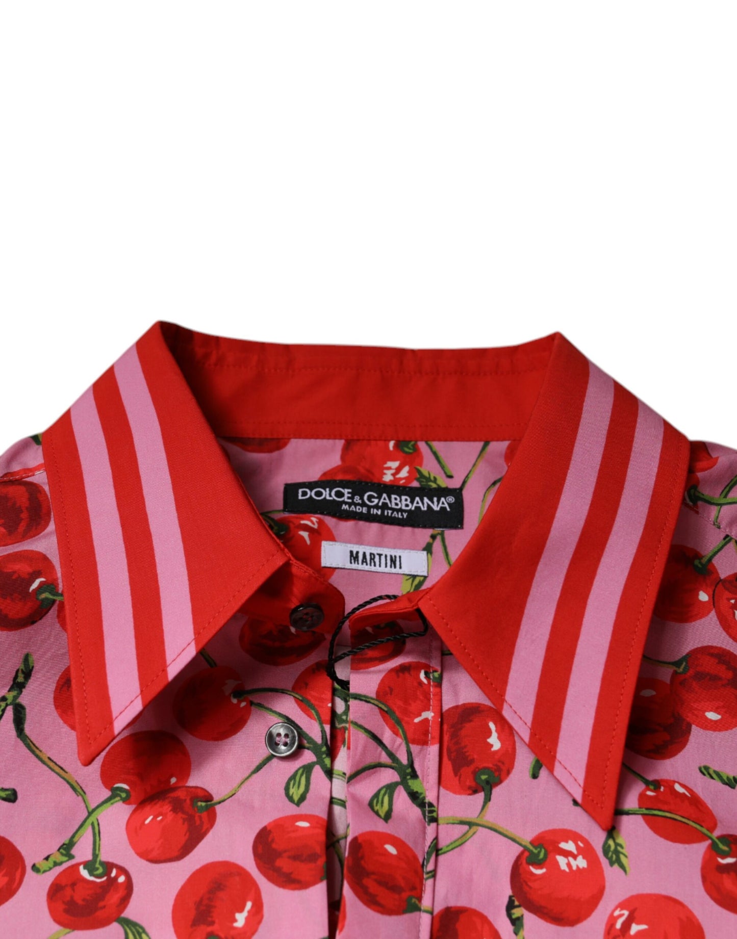 Pink Cherry Cotton Formal MARTINI Dress Shirt-Dolce & Gabbana-LabelTerrace.com
