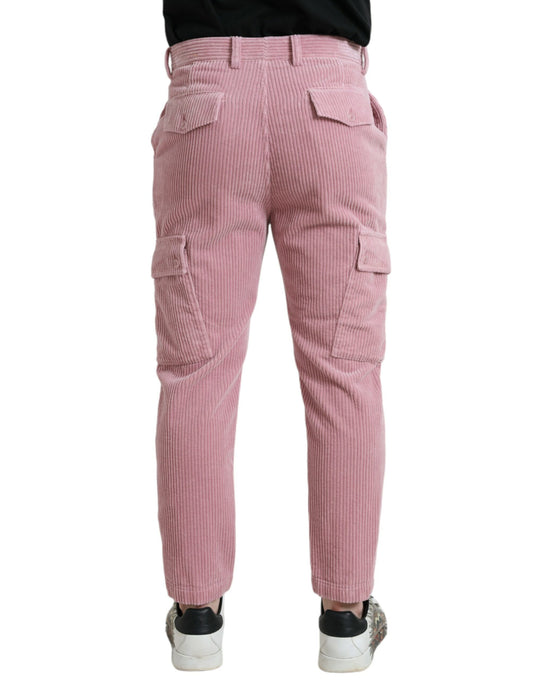 Pink Corduroy Cotton Stretch Skinny Cargo Jeans-Dolce & Gabbana-LabelTerrace.com