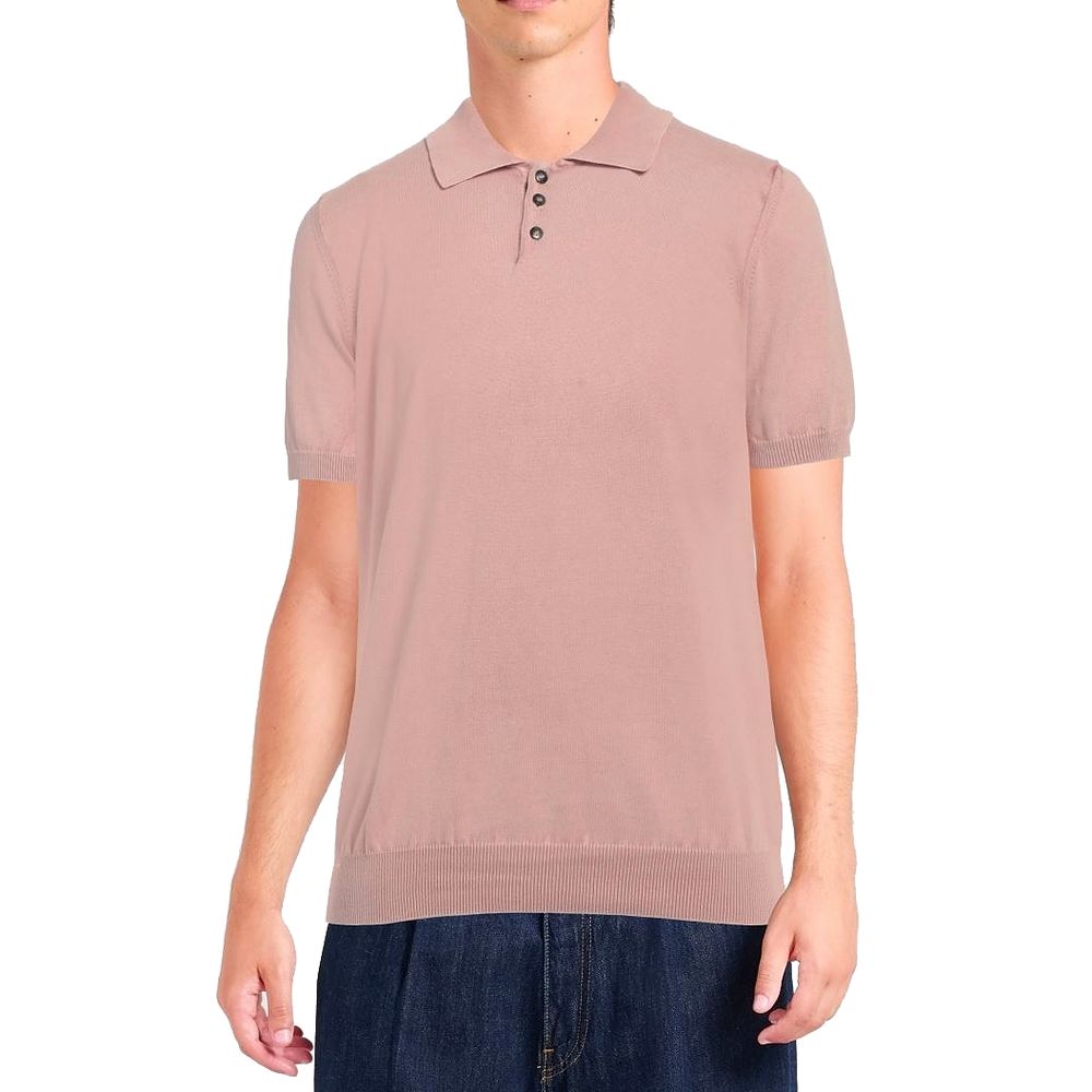 Pink Cotton Polo Shirt-Alpha Studio-LabelTerrace.com