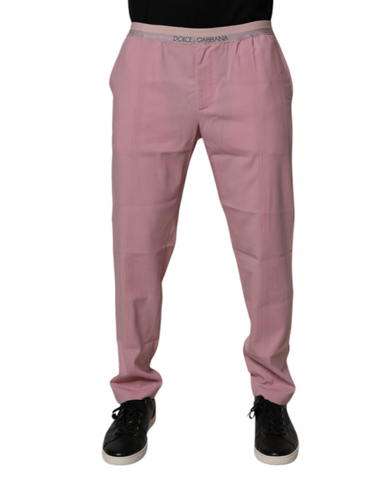 Pink Cotton Stretch Chino Pants-Dolce & Gabbana-LabelTerrace.com