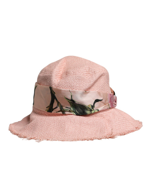 Pink Cotton Wide Brim Bucket Hat-Dolce & Gabbana-LabelTerrace.com