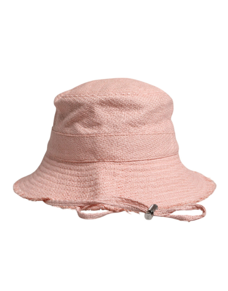 Pink Cotton Wide Brim Bucket Hat-Dolce & Gabbana-LabelTerrace.com
