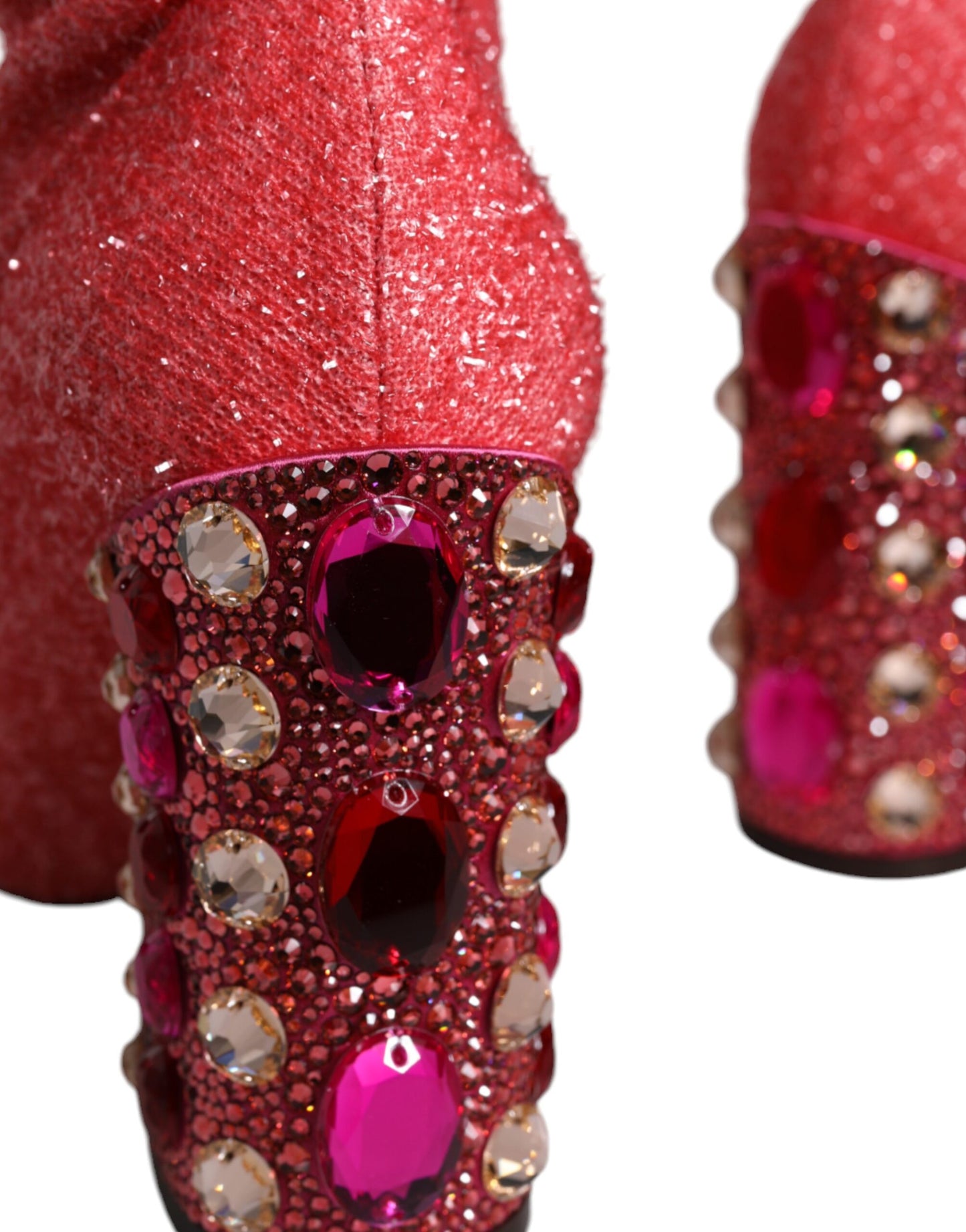 Pink Crystal Lurex Fantasy High Boots Shoes-Dolce & Gabbana-LabelTerrace.com