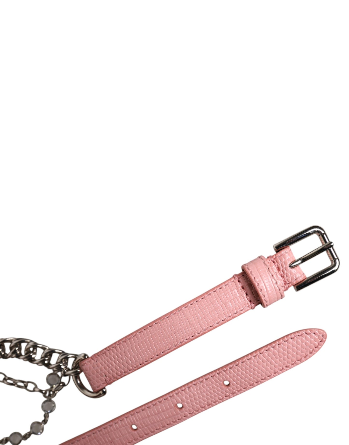 Pink Embelished Roses Textured Leather Belt-Dolce & Gabbana-LabelTerrace.com