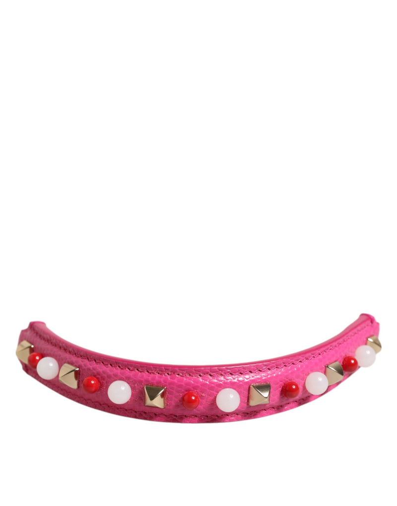 Pink Embellished Leather Bag Handle Women Shoulder Strap-Dolce & Gabbana-LabelTerrace.com