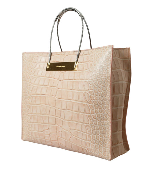 Pink Exotic Leather Embossed Cable Handle Shopper Tote Bag-Balenciaga-LabelTerrace.com