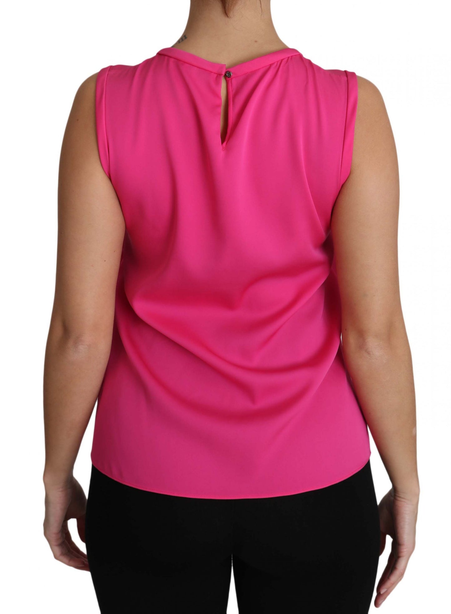 Pink Family Silk Tank Mama Blouse Top Shirt-Dolce & Gabbana-LabelTerrace.com