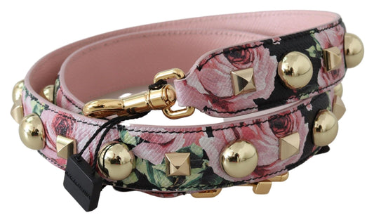 Pink Floral Gold Studs Bag Accessory Shoulder Strap-Dolce & Gabbana-LabelTerrace.com