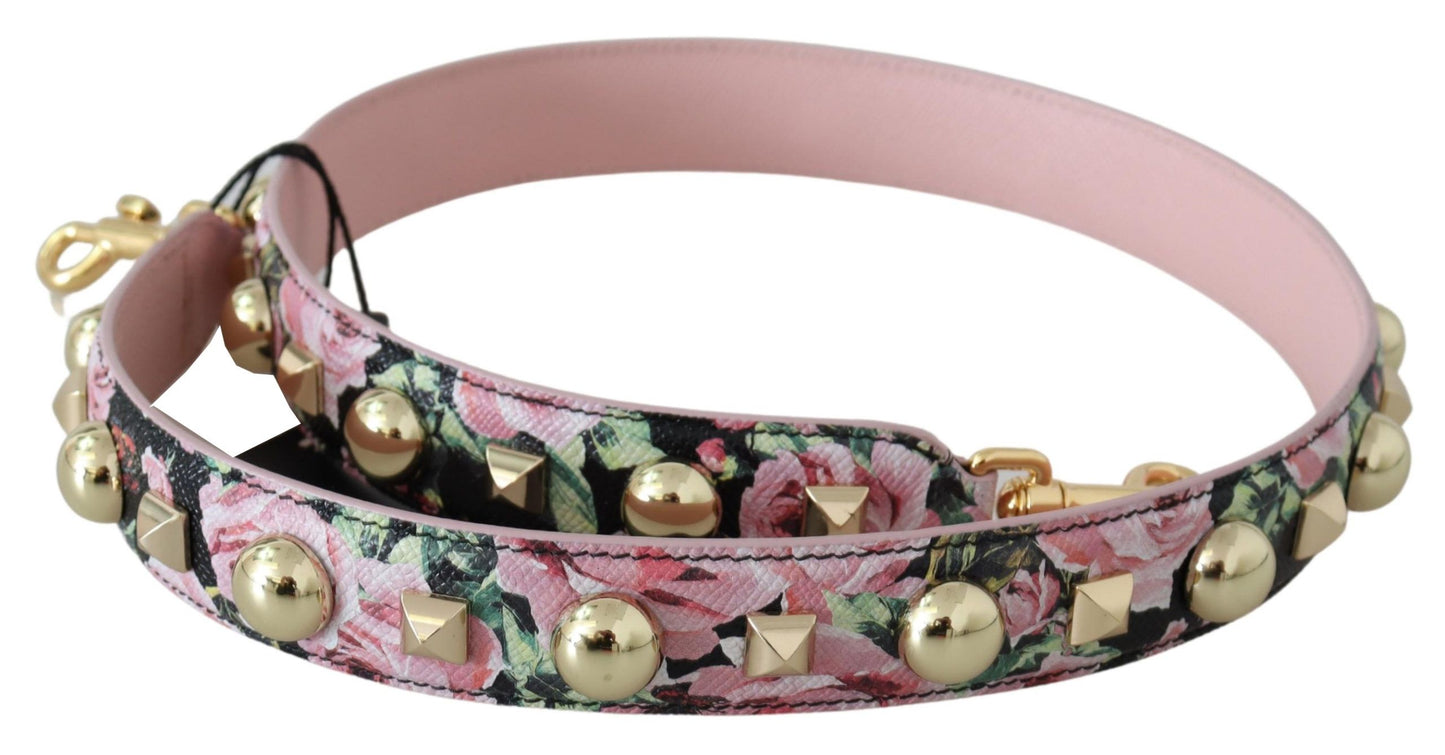 Pink Floral Gold Studs Bag Accessory Shoulder Strap-Dolce & Gabbana-LabelTerrace.com