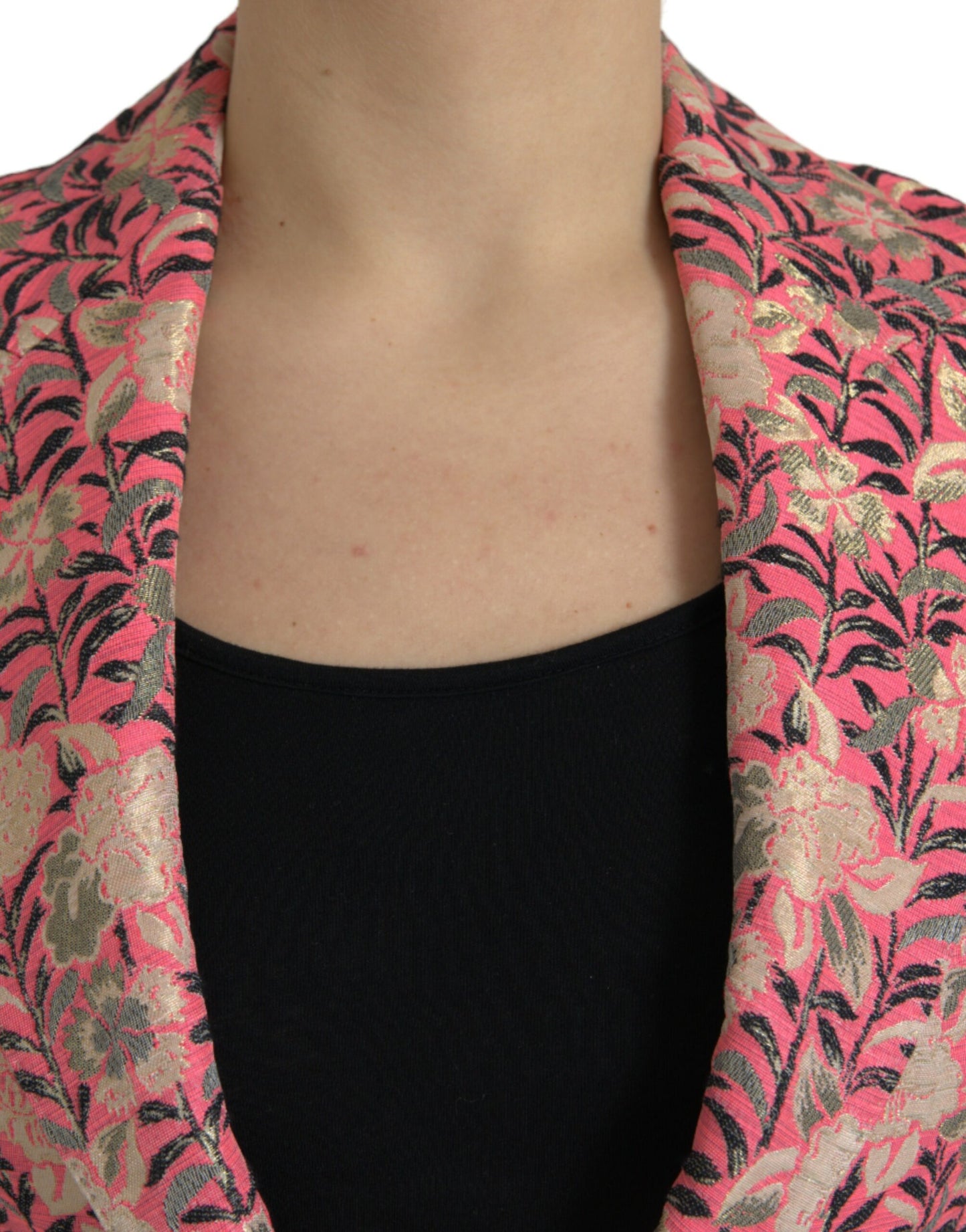 Pink Floral Jacquard Slim Fit 2 Piece Suit-Dolce & Gabbana-LabelTerrace.com