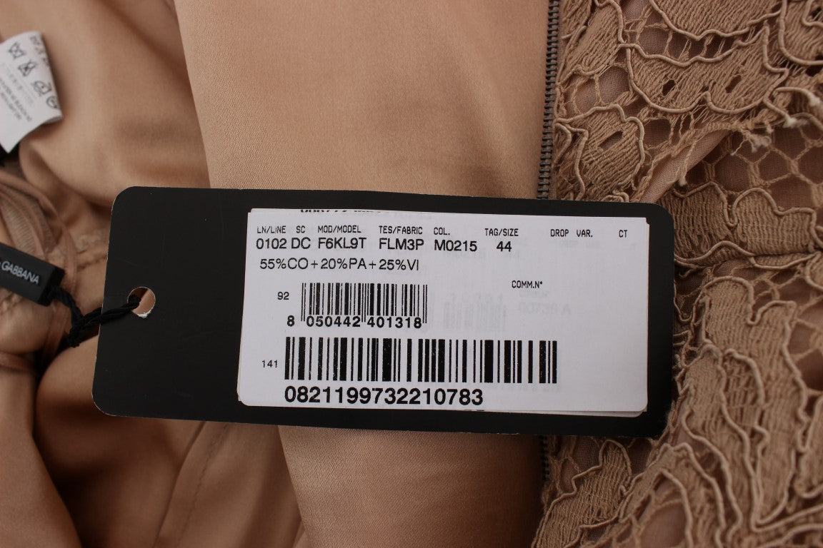 Pink Floral Lace Full Length Sheath Dress-Dolce & Gabbana-LabelTerrace.com