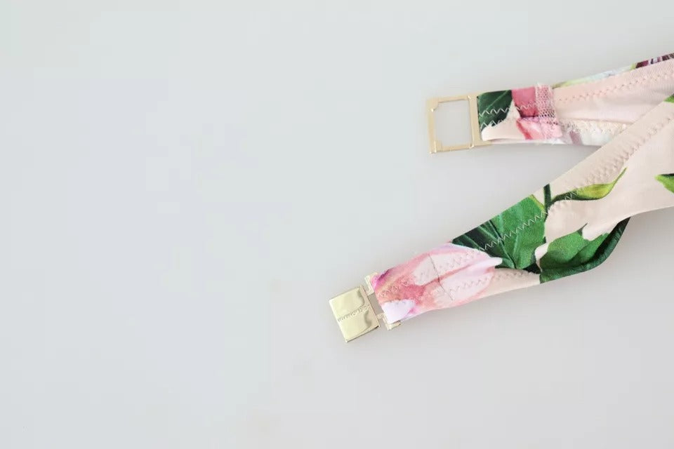 Pink Floral Print Swimsuit Beachwear Bikini Top-Dolce & Gabbana-LabelTerrace.com