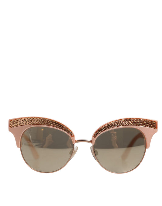 Pink Gold Mirrored Cat Eye DG6109 Sequined Sunglasses-Dolce & Gabbana-LabelTerrace.com