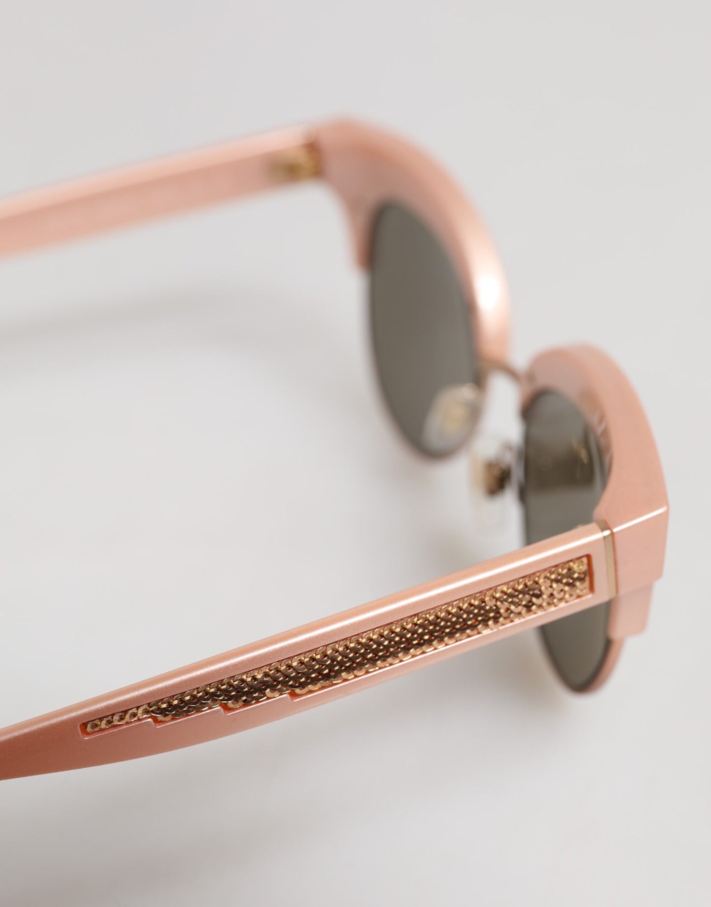 Pink Gold Mirrored Cat Eye DG6109 Sequined Sunglasses-Dolce & Gabbana-LabelTerrace.com