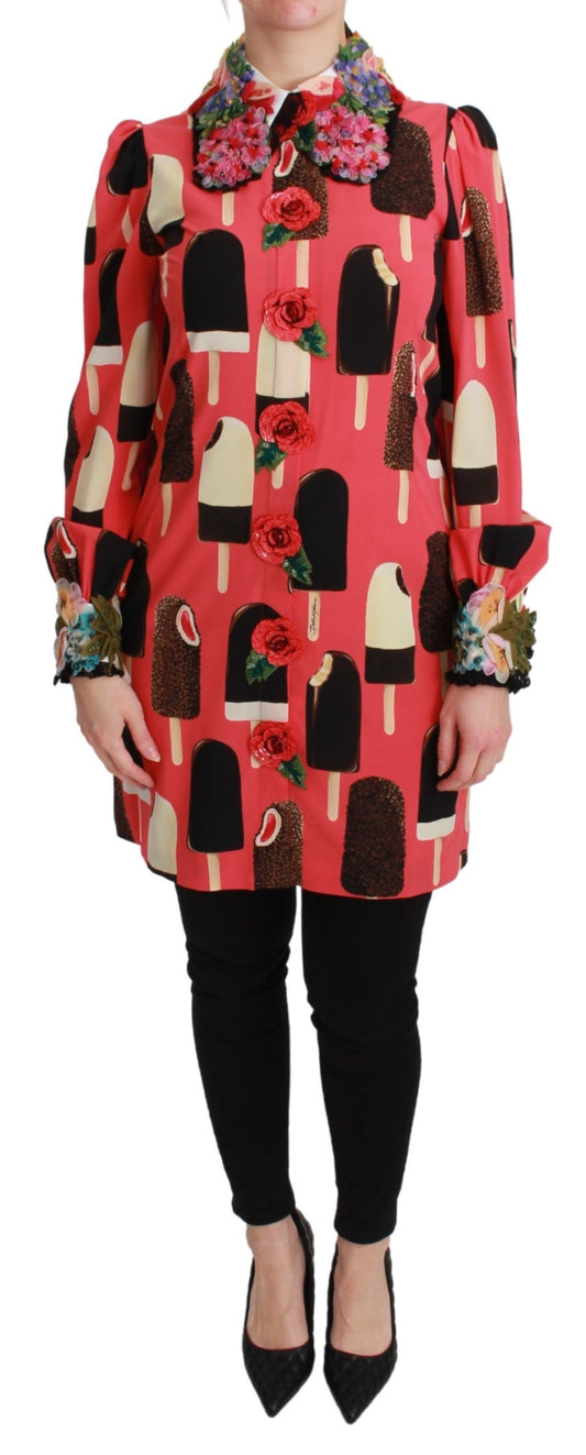 Pink Ice Cream Roses Sequined Dress-Dolce & Gabbana-LabelTerrace.com