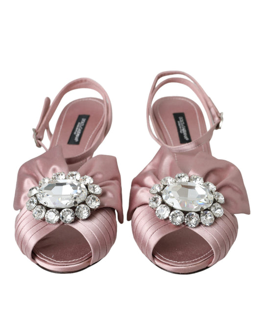 Pink Keira Crystal Heels Sandals Shoes-Dolce & Gabbana-LabelTerrace.com