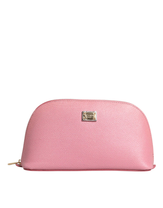 Pink Leather DG Logo Zip Around Hand Purse Pouch Wallet-Dolce & Gabbana-LabelTerrace.com
