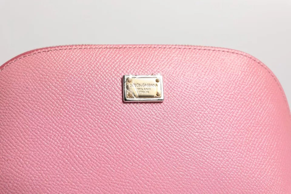 Pink Leather DG Logo Zip Around Hand Purse Pouch Wallet-Dolce & Gabbana-LabelTerrace.com