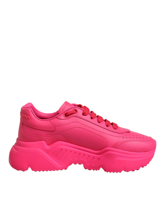 Pink Leather Daymaster Low Top Sneakers Shoes-Dolce & Gabbana-LabelTerrace.com